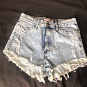 High waisted denim shorts
